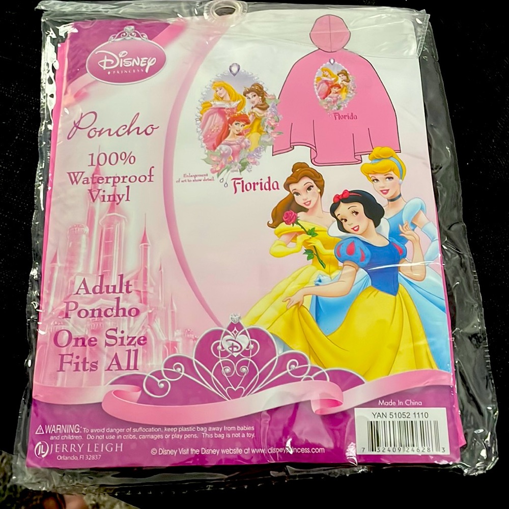 Disney adult princess poncho Belle Cinderella Snow White, one size NWT